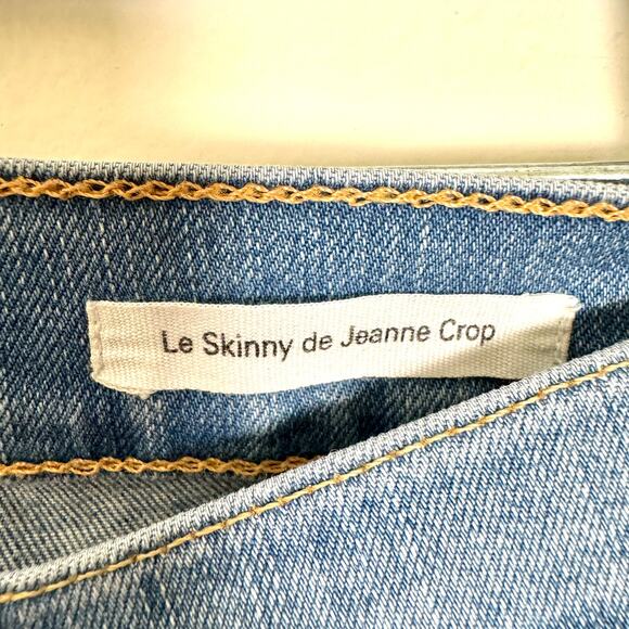 Frame Le Skinny de Jeanne Crop Jeans Womens 30 Everglade Blue Distressed Stretch - Picture 4 of 9